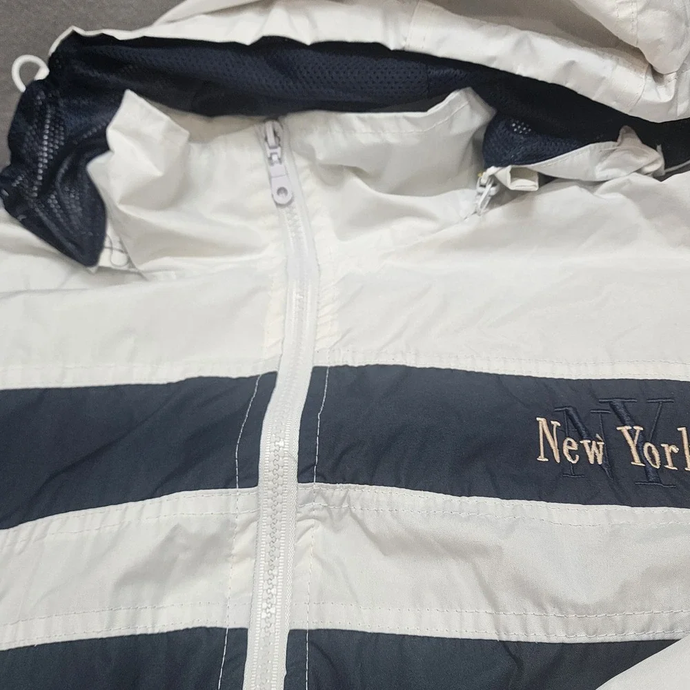 Cheneral Windbreaker Jacket White Navy Blue New York Embroidered Mens Size M‎ - Picture 4 of 7